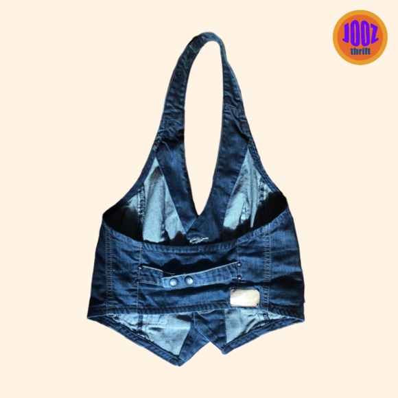 MNG jeans no sleeves vest adjustable blue size M medium - Picture 2 of 12